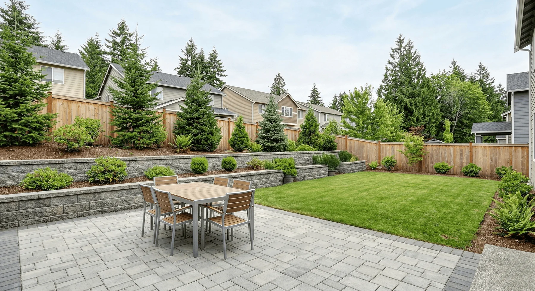 Custom hardscape and retaining wall